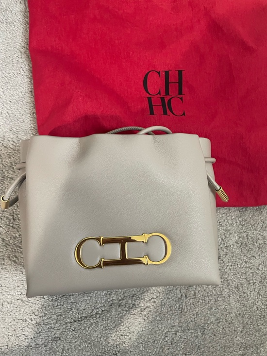 Carolina Herrera Handbags - Carolina Herrera Leather Drawstring Crossbody Bucket Bag with Gold Hardware